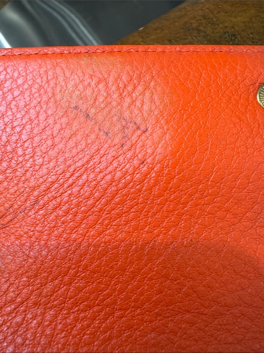 Marc Jacobs Orange Leather Flap Wallet with Logo Plaque - Picture 7 of 15